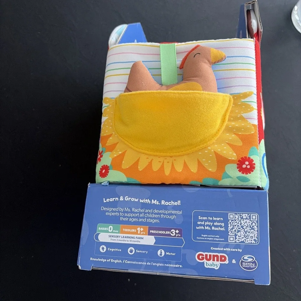 Ms Rachel Sensory Learning Farm Foldable Soft Baby Book With‎ Push Cow Plush Toy